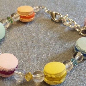 Child Kids Bracelet  French Macarons Hand Crafted in Polymer Clay with Swarovski Crystals