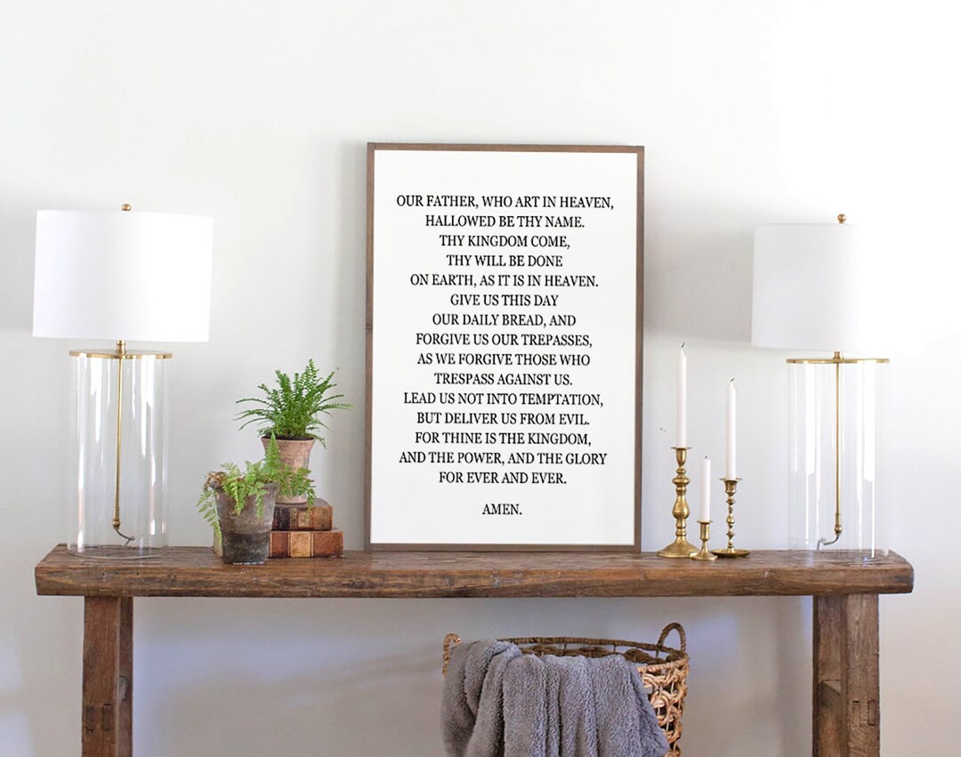 The Lord's Prayer Framed Wood Scripture Sign Our Father Etsy