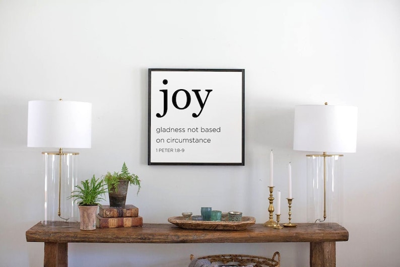 Joy Scripture framed Wood Sign 1 Peter 1:8-9