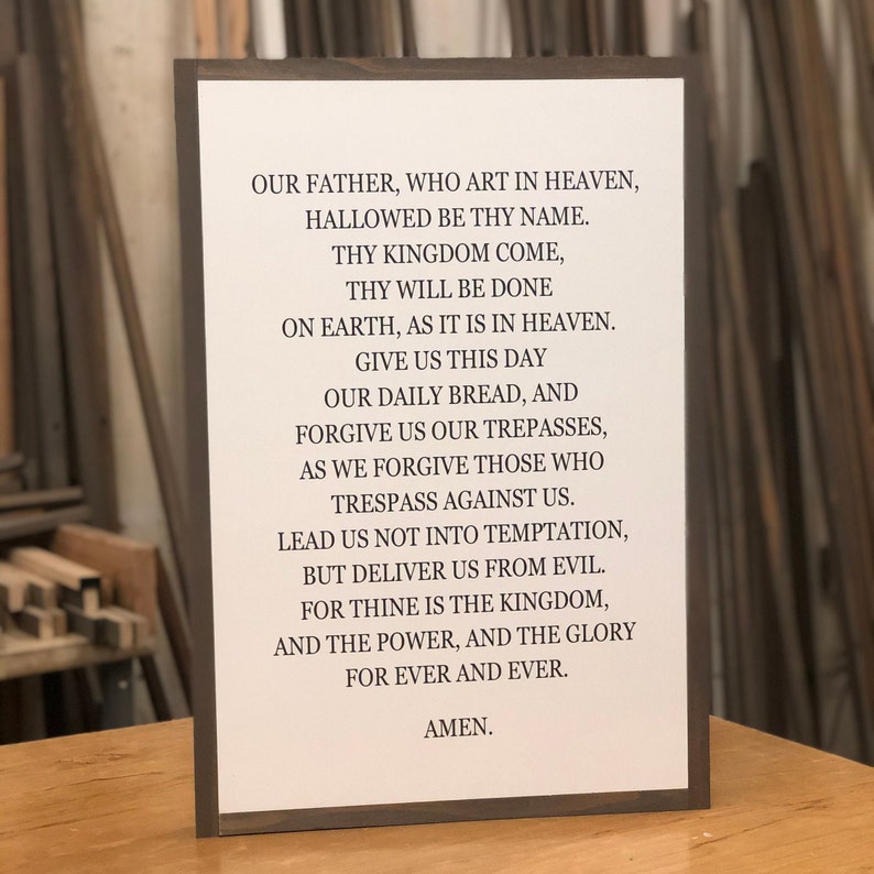 The Lord's Prayer Framed Wood Scripture Sign Our Father Etsy