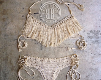 Beijobaby - Custom Handmade Sand Dollar Fringe Crochet Bikini Set