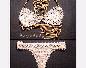 Beijobaby - Custom Handmade Gold Dust Crochet Bikini Set