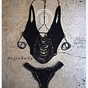 Beijobaby -  Custom Handmade Black Diamond Crochet Bikini Set