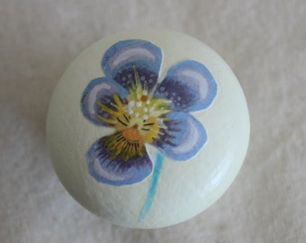 Knob, Knobs, HAND PAINTED Knobs & Pulls, Flower Dresser Knobs, Pansy Knobs, Pansy Pulls, Pansy Flower, Purple Pansy, Painted Knobs and Pulls