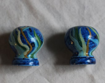 Knobs For Up-Cycling Wood Furniture, Drawer, Dresser & Cabinet Pulls and Handles. Hand Painted Seaweed Knobs, Blue Green Seaweed Handles.