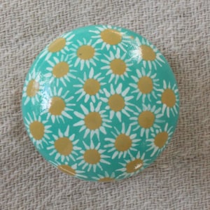Knobs, dresser knobs, painted knobs, turquoise cabinet knob, drawer pulls, hand painted decor, turquoise and mustard painted furniture knob.