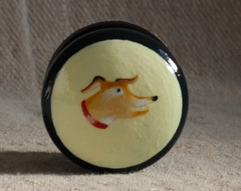 Maçanetas, maçanetas de cômoda, maçanetas para quartos infantis, maçaneta com design de cachorro, puxadores de gaveta preto e creme, decoração infantil, maçaneta de design de cachorrinho marrom.