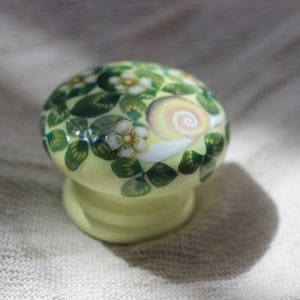 Snail & Strawberry Drawer Knob, Large 50 mm Dia, Strawberry Pulls, TRANSFORM Furniture INSTANTLY, Primrose Yellow Knobs, Clover Design Knobs