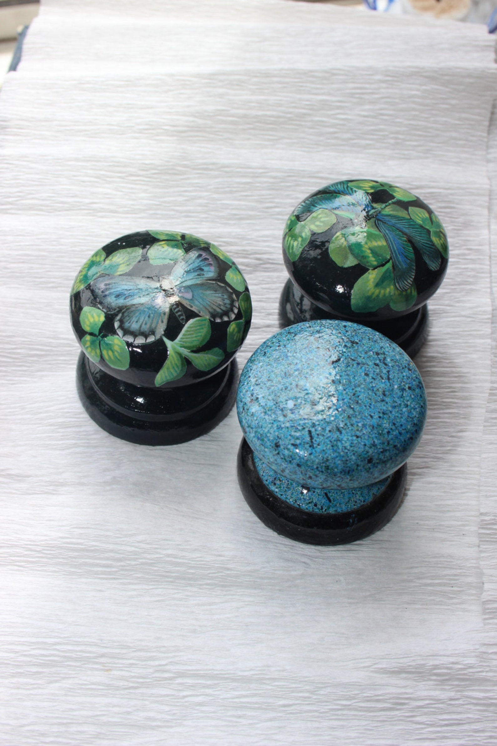 Decoupage and Hand Painted Dresser Knobs and Drawer Pulls. Etsy