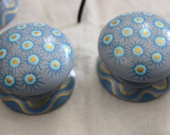 hand painted grey knob, dresser knobs, up cycle furniture, grey decor, star, grey knobs, handles, knobs and handles, turquoise knob, pulls