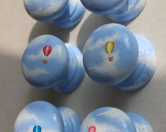 Knobs, dresser knob, cabinet furniture, childs furniture, hot air balloon knob, hand painted furniture knobs and drawer pulls nursery decor