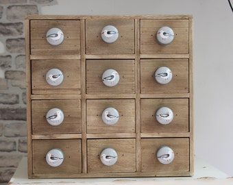Chest of Drawers With Hand Painted Seagull Knobs.