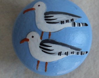 Knobs, Handles and Pulls For All Wood Furniture. Blue Knobs, Seagull Design, Hand Painted Unique Seagull Knobs, Bird Handles & Pulls. BLUE.