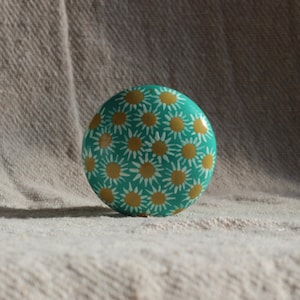 Knobs, dresser knobs, painted knobs, turquoise cabinet knob, drawer pulls, hand painted decor, turquoise and mustard painted furniture knob.