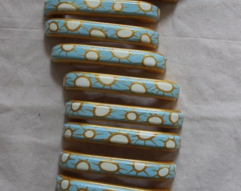 D Handles For Upcycling Furniture, Cabinet Pulls, Painted Handles, Gold, Cream  & Turquoise. 50's Inspired, Luxury Painted Decor, mint gold.