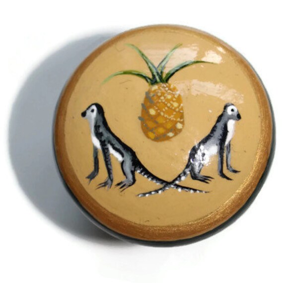 Dresser And Cabinet Knobs Hand Painted Monkey And Pineapple Etsy
