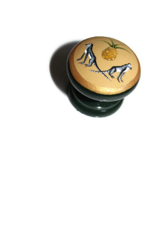 Dresser And Cabinet Knobs Hand Painted Monkey And Pineapple Etsy