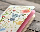 Eco notebook with garden watercolor illustration (small size)