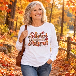 Stitched Together by Autumn Long Sleeve Shirt | Quilted Look Fall Tee