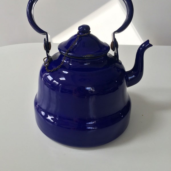 REDUCED Vintage Blue Enamel Kettle / Teapot - Made in Yugoslavia