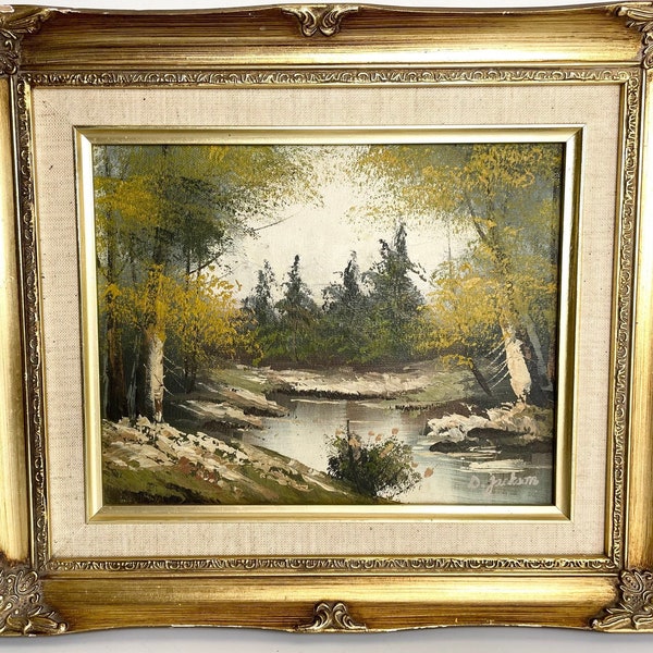 REDUCED Original Vintage Countryside Landscape Oil Painting By D. Jackson