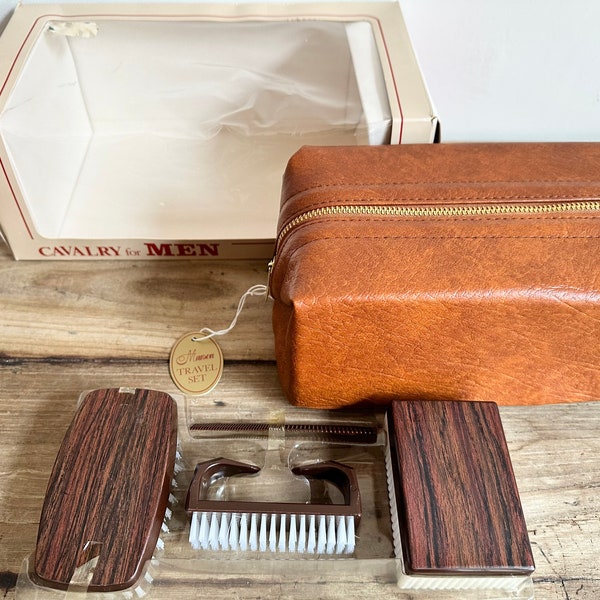 REDUCED Vintage Travel Grooming Toiletry Set Wash Bag