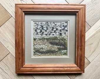 Beautiful Vintage Landscape Knot Embroidery in Wooden Frame