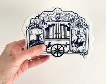 Vintage Delft Blue Holland Ceramic Organ Music Box