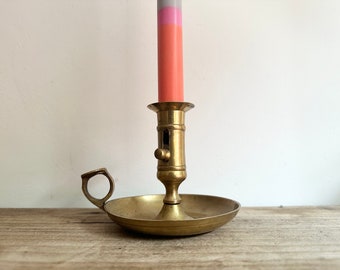 Antique Brass Chamberstick Candle Holder