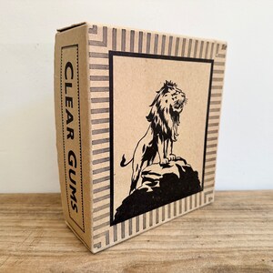 Vintage Löwen Konfekt Klar Gummis Werbung Card Box