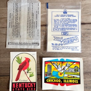 2 Vintage USA Kentucky Chicago Illinois IPKO Lindgren-Turner Decal Travel Souvenir