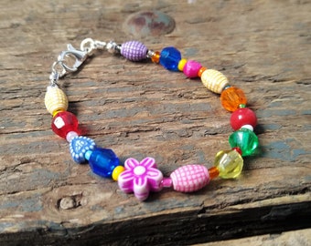 Pulsera de cuentas, pulsera boho, regalo de mejor amigo, regalo de hermana, pulsera arco iris, pulsera de niño