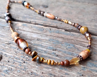 Brown necklace, beaded necklace, gift for mum, gift for her, birthday gift