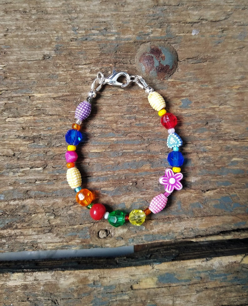 Beaded bracelet, boho bracelet, best friend gift, sister gift, rainbow bracelet, childs bracelet image 6