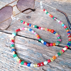 Boho Beaded Glasses Chain: Handmade Rainbow Eyeglass Holder
