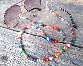 Boho Glasses chain, rainbow glasses chain, glasses chain, beaded glasses chain, glasses holder, sunglasses chain