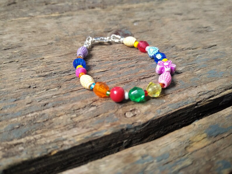 Beaded bracelet, boho bracelet, best friend gift, sister gift, rainbow bracelet, childs bracelet image 2