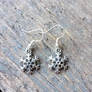 Snowflake earrings, Christmas earrings, novelty earrings, secret santa gift, christmas jewelry, stocking stuffer