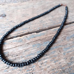Black Wooden Necklace for men, wood bead necklace, man necklace, men&#39;s jewelry, surfer necklace