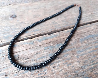 Black Wooden Necklace for men, wood bead necklace, man necklace, men's jewelry, surfer necklace