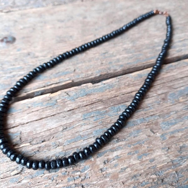 Black Wooden Necklace for men, wood bead necklace, man necklace, men's jewelry, surfer necklace