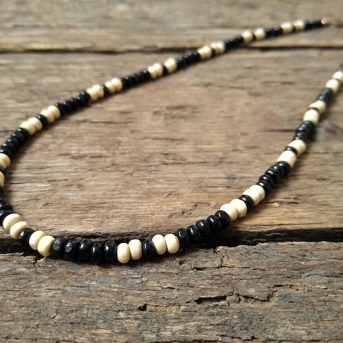 Black & White Bead Necklace Mens Necklace Men's Jewelry Etsy