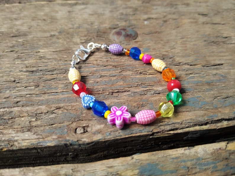 Beaded bracelet, boho bracelet, best friend gift, sister gift, rainbow bracelet, childs bracelet image 1