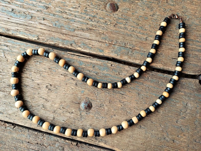 Black & White Bead Necklace Mens Necklace Men's Jewelry Etsy