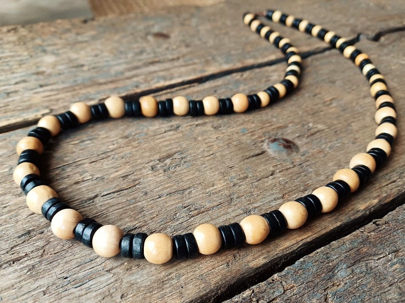 Black & White Bead Necklace Mens Necklace Men's Jewelry Etsy
