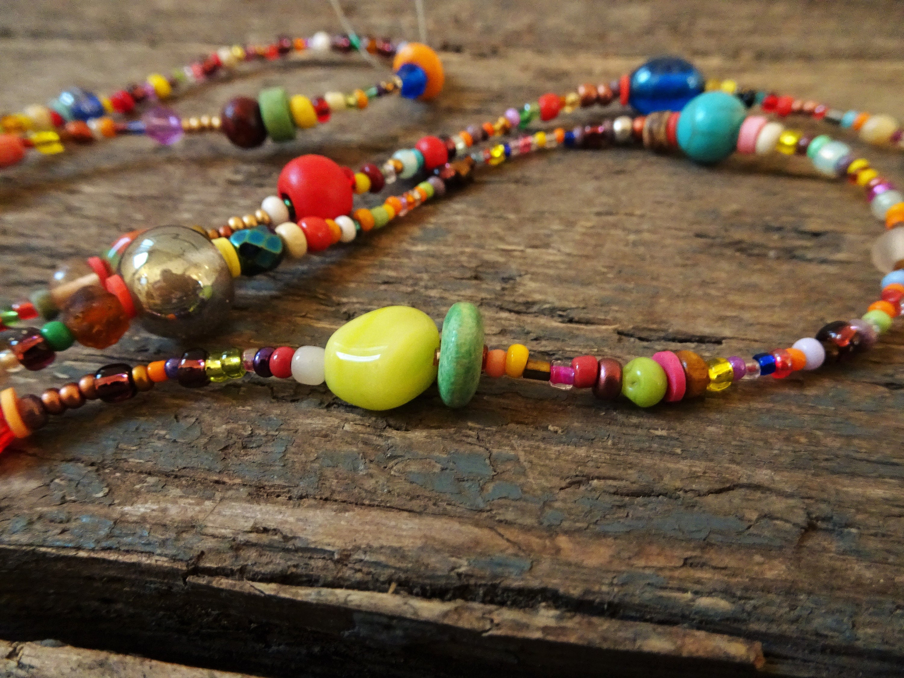 Long Rainbow Necklace Colourful Necklace Seed Bead Necklace Etsy
