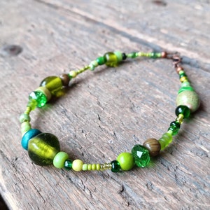 Green bead anklet, green ankle bracelet, boho bead anklet, 21st birthday gift, green anklet image 7