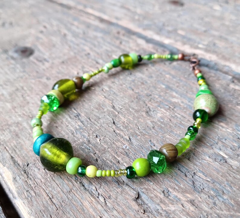 Green bead anklet, green ankle bracelet, boho bead anklet, 21st birthday gift, green anklet image 7