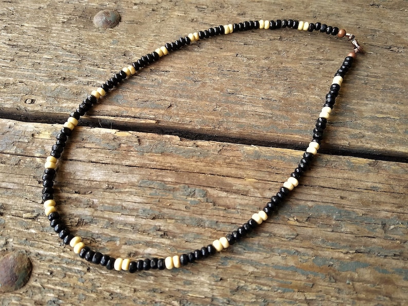 Black & White Bead Necklace Mens Necklace Men's Jewelry Etsy