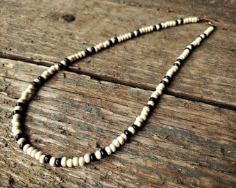 White Wooden Necklace for men, wood bead necklace, man necklace, men's jewelry, surfer necklace